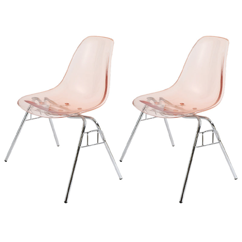 Stackable Armless Dining Chairs Solid Back Side Chairs with Metal Legs Orange Red Set of 2 Clearhalo ' kitchen&dining_furn' 'Dining Chairs' 'Dining Tables & Seating' 'dining_chair' 'Furniture' 'furniture_dining_chair' 'Kitchen & Dining Furniture' 'kitchen' 3837810
