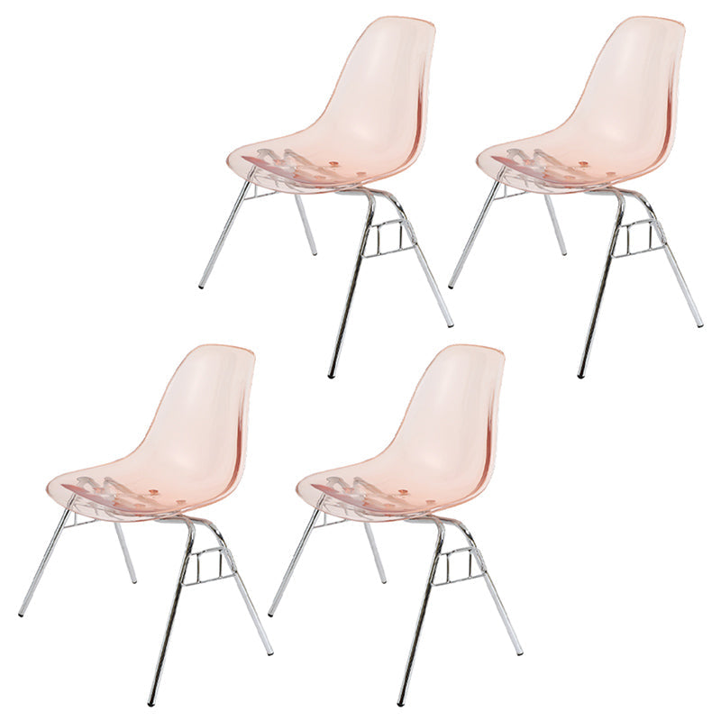 Stackable Armless Dining Chairs Solid Back Side Chairs with Metal Legs Orange Red Set of 4 Clearhalo ' kitchen&dining_furn' 'Dining Chairs' 'Dining Tables & Seating' 'dining_chair' 'Furniture' 'furniture_dining_chair' 'Kitchen & Dining Furniture' 'kitchen' 3837811