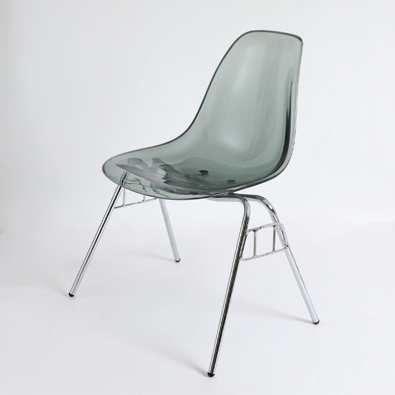 Stackable Armless Dining Chairs Solid Back Side Chairs with Metal Legs Black Clear 1 Piece Clearhalo ' kitchen&dining_furn' 'Dining Chairs' 'Dining Tables & Seating' 'dining_chair' 'Furniture' 'furniture_dining_chair' 'Kitchen & Dining Furniture' 'kitchen' 3837812