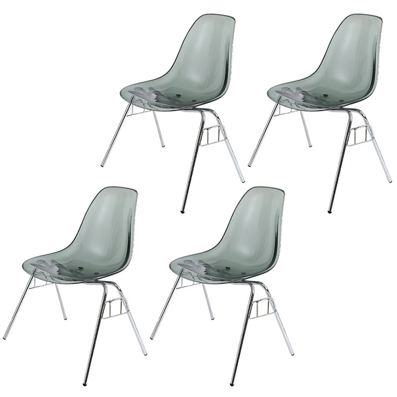 Stackable Armless Dining Chairs Solid Back Side Chairs with Metal Legs Black Clear Set of 4 Clearhalo ' kitchen&dining_furn' 'Dining Chairs' 'Dining Tables & Seating' 'dining_chair' 'Furniture' 'furniture_dining_chair' 'Kitchen & Dining Furniture' 'kitchen' 3837814