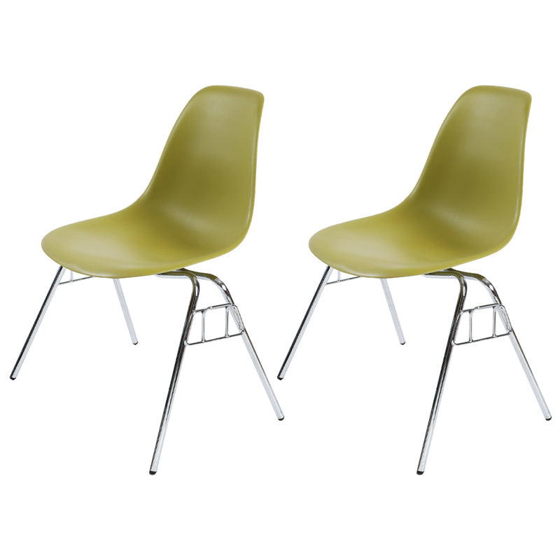 Stackable Armless Dining Chairs Solid Back Side Chairs with Metal Legs Olive Green Set of 2 Clearhalo ' kitchen&dining_furn' 'Dining Chairs' 'Dining Tables & Seating' 'dining_chair' 'Furniture' 'furniture_dining_chair' 'Kitchen & Dining Furniture' 'kitchen' 3837816