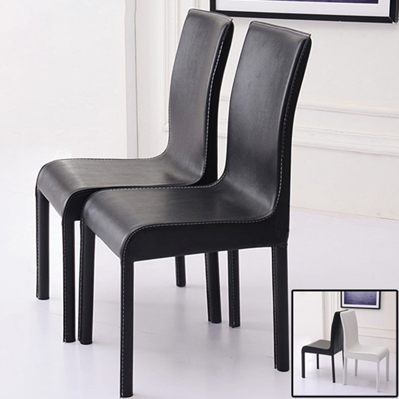 Contemporary Style Leather Dining Chairs Solid Back Armless Side Chair for Home Use (Set of 2) Clearhalo ' kitchen&dining_furn' 'Dining Chairs' 'Dining Tables & Seating' 'dining_chair' 'furn' 'furn_dining_chair' 'Furniture' 'furniture_dining_chair' 'Kitchen & Dining Furniture' 'kitchen' 3837818