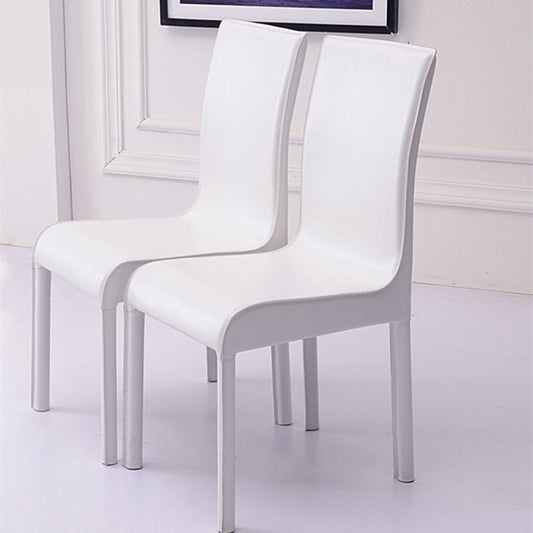 Contemporary Style Leather Dining Chairs Solid Back Armless Side Chair for Home Use (Set of 2) Clearhalo ' kitchen&dining_furn' 'Dining Chairs' 'Dining Tables & Seating' 'dining_chair' 'furn' 'furn_dining_chair' 'Furniture' 'furniture_dining_chair' 'Kitchen & Dining Furniture' 'kitchen' 3837821