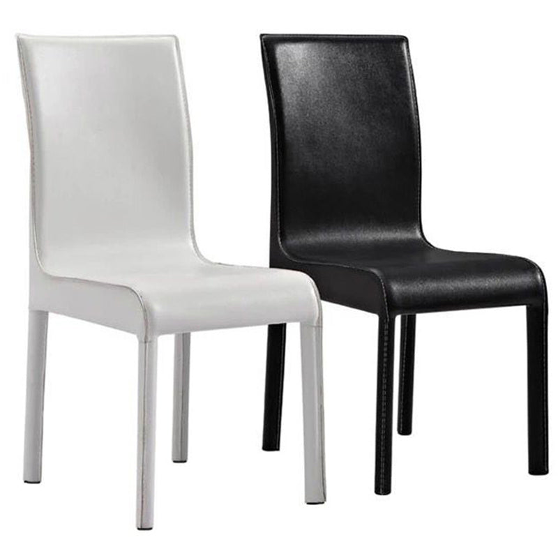 Contemporary Style Leather Dining Chairs Solid Back Armless Side Chair for Home Use (Set of 2) Clearhalo ' kitchen&dining_furn' 'Dining Chairs' 'Dining Tables & Seating' 'dining_chair' 'furn' 'furn_dining_chair' 'Furniture' 'furniture_dining_chair' 'Kitchen & Dining Furniture' 'kitchen' 3837824