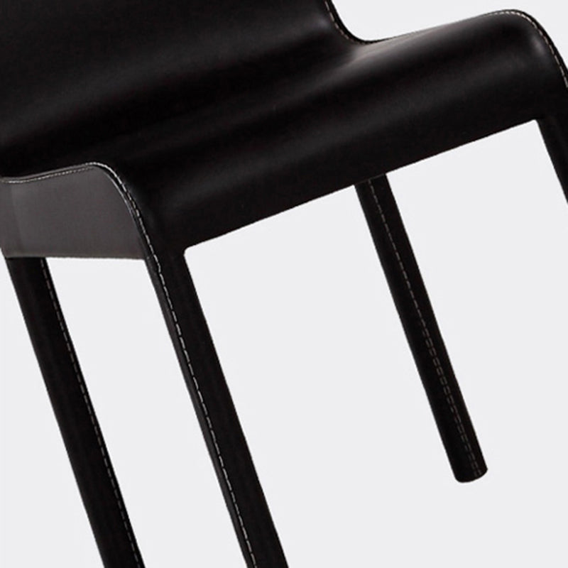 Contemporary Style Leather Dining Chairs Solid Back Armless Side Chair for Home Use (Set of 2) Clearhalo ' kitchen&dining_furn' 'Dining Chairs' 'Dining Tables & Seating' 'dining_chair' 'furn' 'furn_dining_chair' 'Furniture' 'furniture_dining_chair' 'Kitchen & Dining Furniture' 'kitchen' 3837826