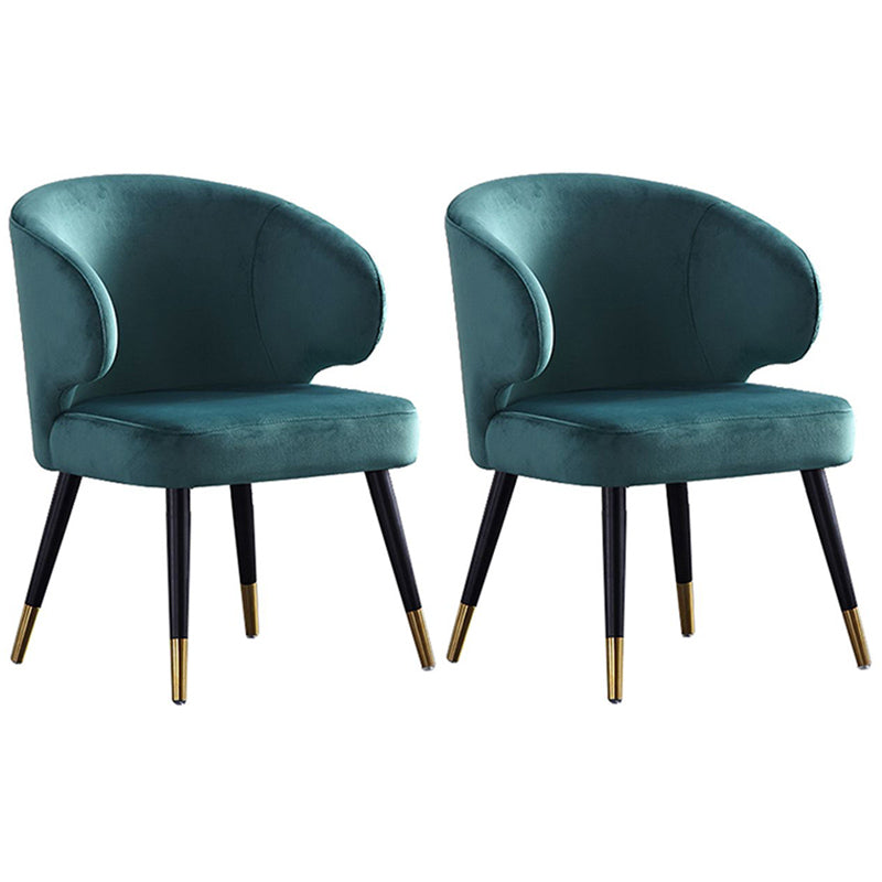 Scandinavian Style Velvet Dining Chairs Solid Back Upholstered Armless Chair (Set of 2) Green Clearhalo ' kitchen&dining_furn' 'Dining Chairs' 'Dining Tables & Seating' 'dining_chair' 'furn' 'furn_dining_chair' 'Furniture' 'furniture_dining_chair' 'Kitchen & Dining Furniture' 'kitchen' 3837832