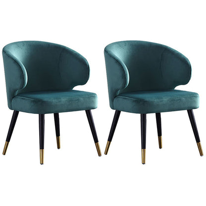 Scandinavian Style Velvet Dining Chairs Solid Back Upholstered Armless Chair (Set of 2) Green Clearhalo ' kitchen&dining_furn' 'Dining Chairs' 'Dining Tables & Seating' 'dining_chair' 'furn' 'furn_dining_chair' 'Furniture' 'furniture_dining_chair' 'Kitchen & Dining Furniture' 'kitchen' 3837832