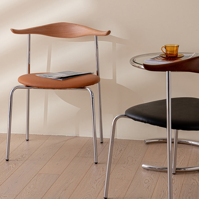 Contemporary Style Upholstered Side Chairs Cow Horn Armless Dining Chairs for Home Clearhalo ' kitchen&dining_furn' 'Dining Chairs' 'Dining Tables & Seating' 'dining_chair' 'furn' 'furn_dining_chair' 'Furniture' 'furniture_dining_chair' 'Kitchen & Dining Furniture' 'kitchen' 3837842