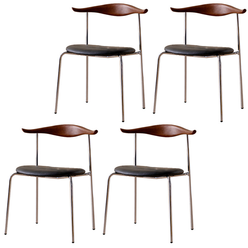Contemporary Style Upholstered Side Chairs Cow Horn Armless Dining Chairs for Home Walnut Black 4 Piece Set Clearhalo ' kitchen&dining_furn' 'Dining Chairs' 'Dining Tables & Seating' 'dining_chair' 'furn' 'furn_dining_chair' 'Furniture' 'furniture_dining_chair' 'Kitchen & Dining Furniture' 'kitchen' 3837847