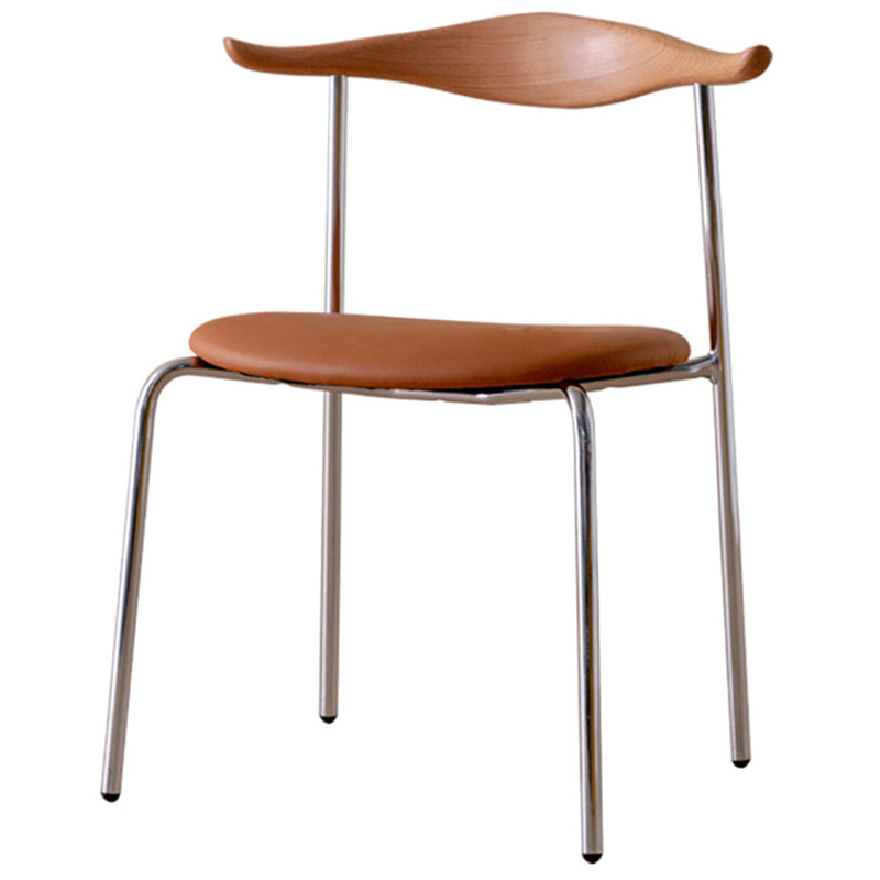 Contemporary Style Upholstered Side Chairs Cow Horn Armless Dining Chairs for Home Natural Brown 1 Piece Clearhalo ' kitchen&dining_furn' 'Dining Chairs' 'Dining Tables & Seating' 'dining_chair' 'furn' 'furn_dining_chair' 'Furniture' 'furniture_dining_chair' 'Kitchen & Dining Furniture' 'kitchen' 3837849