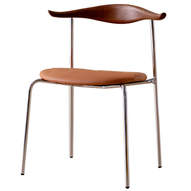 Contemporary Style Upholstered Side Chairs Cow Horn Armless Dining Chairs for Home Walnut Brown 1 Piece Clearhalo ' kitchen&dining_furn' 'Dining Chairs' 'Dining Tables & Seating' 'dining_chair' 'furn' 'furn_dining_chair' 'Furniture' 'furniture_dining_chair' 'Kitchen & Dining Furniture' 'kitchen' 3837855