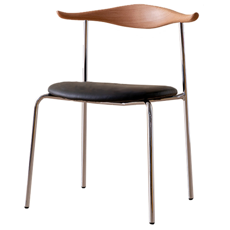 Contemporary Style Upholstered Side Chairs Cow Horn Armless Dining Chairs for Home Natural Black 1 Piece Clearhalo ' kitchen&dining_furn' 'Dining Chairs' 'Dining Tables & Seating' 'dining_chair' 'furn' 'furn_dining_chair' 'Furniture' 'furniture_dining_chair' 'Kitchen & Dining Furniture' 'kitchen' 3837860