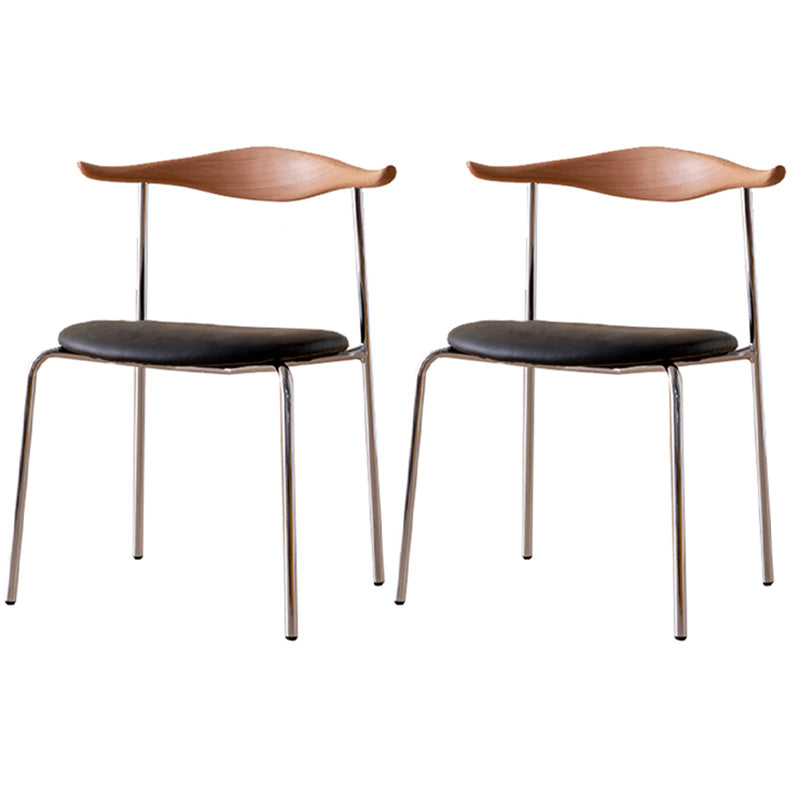 Contemporary Style Upholstered Side Chairs Cow Horn Armless Dining Chairs for Home Natural Black 2 Piece Set Clearhalo ' kitchen&dining_furn' 'Dining Chairs' 'Dining Tables & Seating' 'dining_chair' 'furn' 'furn_dining_chair' 'Furniture' 'furniture_dining_chair' 'Kitchen & Dining Furniture' 'kitchen' 3837862