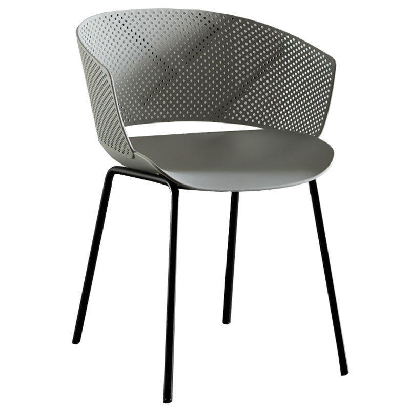 Contemporary Style Plastic Dining Armless Chair Open Back Dining Side Chair for Home Light Gray 1 Piece Clearhalo ' kitchen&dining_furn' 'Dining Chairs' 'Dining Tables & Seating' 'dining_chair' 'furn' 'furn_dining_chair' 'Furniture' 'furniture_dining_chair' 'Kitchen & Dining Furniture' 'kitchen' 3837930