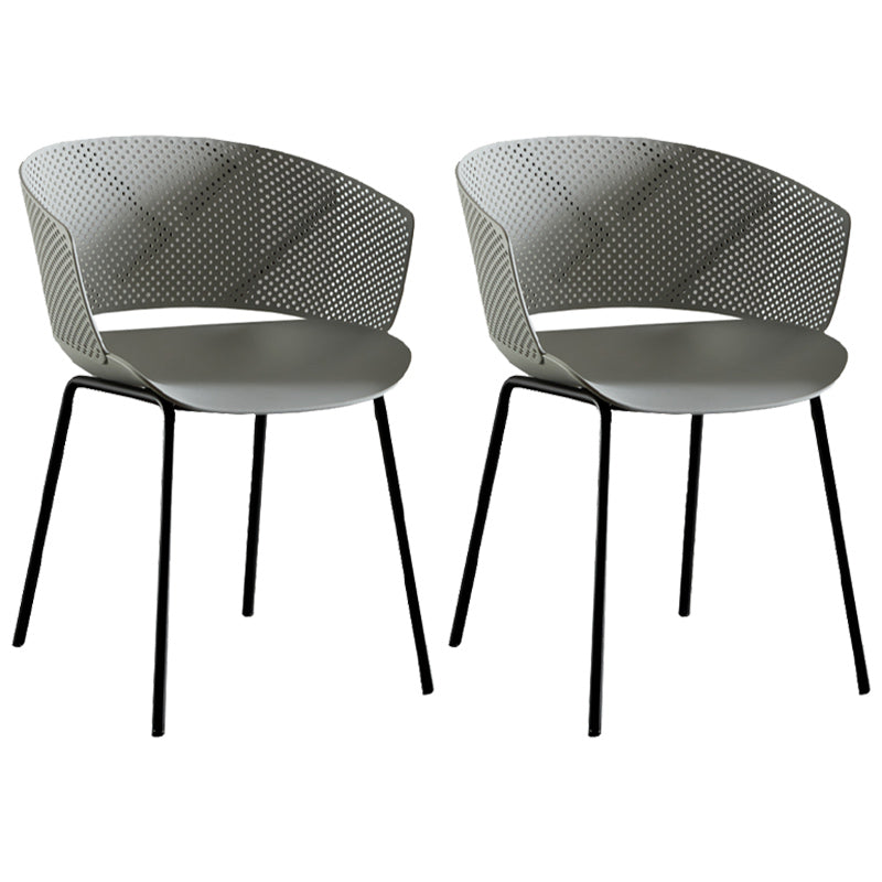 Contemporary Style Plastic Dining Armless Chair Open Back Dining Side Chair for Home Light Gray 2 Piece Set Clearhalo ' kitchen&dining_furn' 'Dining Chairs' 'Dining Tables & Seating' 'dining_chair' 'furn' 'furn_dining_chair' 'Furniture' 'furniture_dining_chair' 'Kitchen & Dining Furniture' 'kitchen' 3837931