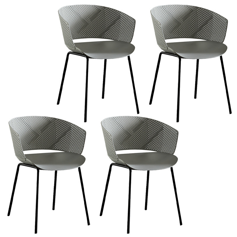 Contemporary Style Plastic Dining Armless Chair Open Back Dining Side Chair for Home Light Gray 4 Piece Set Clearhalo ' kitchen&dining_furn' 'Dining Chairs' 'Dining Tables & Seating' 'dining_chair' 'furn' 'furn_dining_chair' 'Furniture' 'furniture_dining_chair' 'Kitchen & Dining Furniture' 'kitchen' 3837934