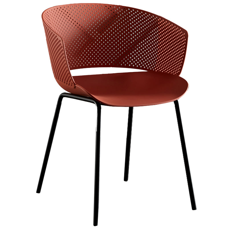 Contemporary Style Plastic Dining Armless Chair Open Back Dining Side Chair for Home Red 1 Piece Clearhalo ' kitchen&dining_furn' 'Dining Chairs' 'Dining Tables & Seating' 'dining_chair' 'furn' 'furn_dining_chair' 'Furniture' 'furniture_dining_chair' 'Kitchen & Dining Furniture' 'kitchen' 3837935