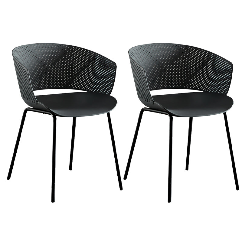 Contemporary Style Plastic Dining Armless Chair Open Back Dining Side Chair for Home Dark Gray 2 Piece Set Clearhalo ' kitchen&dining_furn' 'Dining Chairs' 'Dining Tables & Seating' 'dining_chair' 'furn' 'furn_dining_chair' 'Furniture' 'furniture_dining_chair' 'Kitchen & Dining Furniture' 'kitchen' 3837943