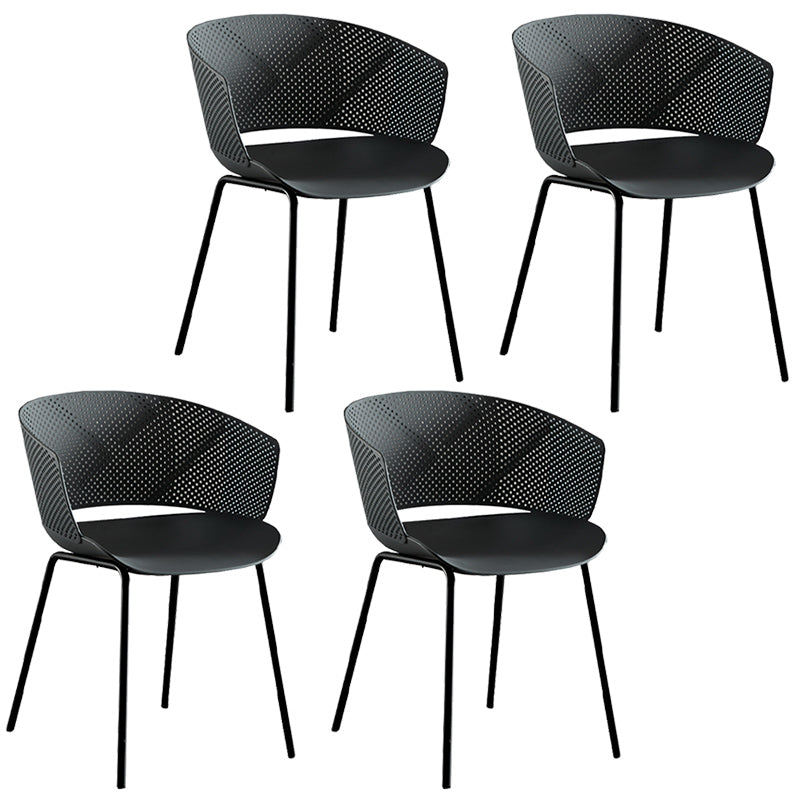 Contemporary Style Plastic Dining Armless Chair Open Back Dining Side Chair for Home Dark Gray 4 Piece Set Clearhalo ' kitchen&dining_furn' 'Dining Chairs' 'Dining Tables & Seating' 'dining_chair' 'furn' 'furn_dining_chair' 'Furniture' 'furniture_dining_chair' 'Kitchen & Dining Furniture' 'kitchen' 3837945