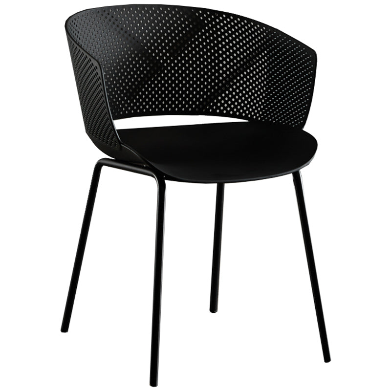 Contemporary Style Plastic Dining Armless Chair Open Back Dining Side Chair for Home Black 1 Piece Clearhalo ' kitchen&dining_furn' 'Dining Chairs' 'Dining Tables & Seating' 'dining_chair' 'furn' 'furn_dining_chair' 'Furniture' 'furniture_dining_chair' 'Kitchen & Dining Furniture' 'kitchen' 3837947