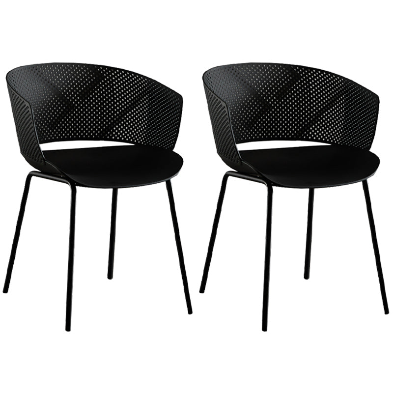 Contemporary Style Plastic Dining Armless Chair Open Back Dining Side Chair for Home Black 2 Piece Set Clearhalo ' kitchen&dining_furn' 'Dining Chairs' 'Dining Tables & Seating' 'dining_chair' 'furn' 'furn_dining_chair' 'Furniture' 'furniture_dining_chair' 'Kitchen & Dining Furniture' 'kitchen' 3837949