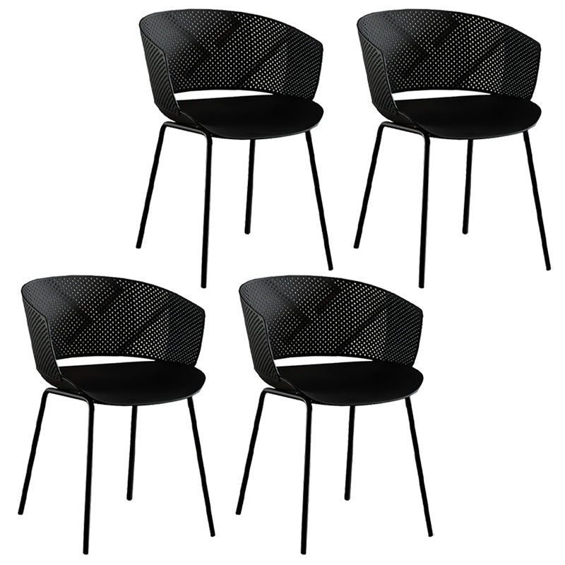 Contemporary Style Plastic Dining Armless Chair Open Back Dining Side Chair for Home Black 4 Piece Set Clearhalo ' kitchen&dining_furn' 'Dining Chairs' 'Dining Tables & Seating' 'dining_chair' 'furn' 'furn_dining_chair' 'Furniture' 'furniture_dining_chair' 'Kitchen & Dining Furniture' 'kitchen' 3837950