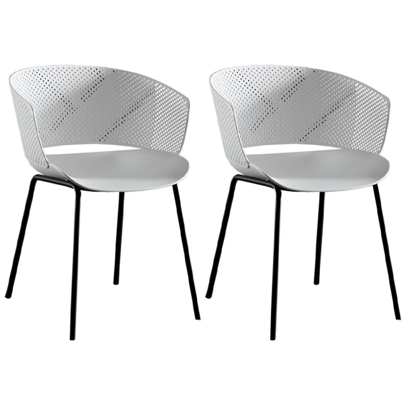 Contemporary Style Plastic Dining Armless Chair Open Back Dining Side Chair for Home White 2 Piece Set Clearhalo ' kitchen&dining_furn' 'Dining Chairs' 'Dining Tables & Seating' 'dining_chair' 'furn' 'furn_dining_chair' 'Furniture' 'furniture_dining_chair' 'Kitchen & Dining Furniture' 'kitchen' 3837952