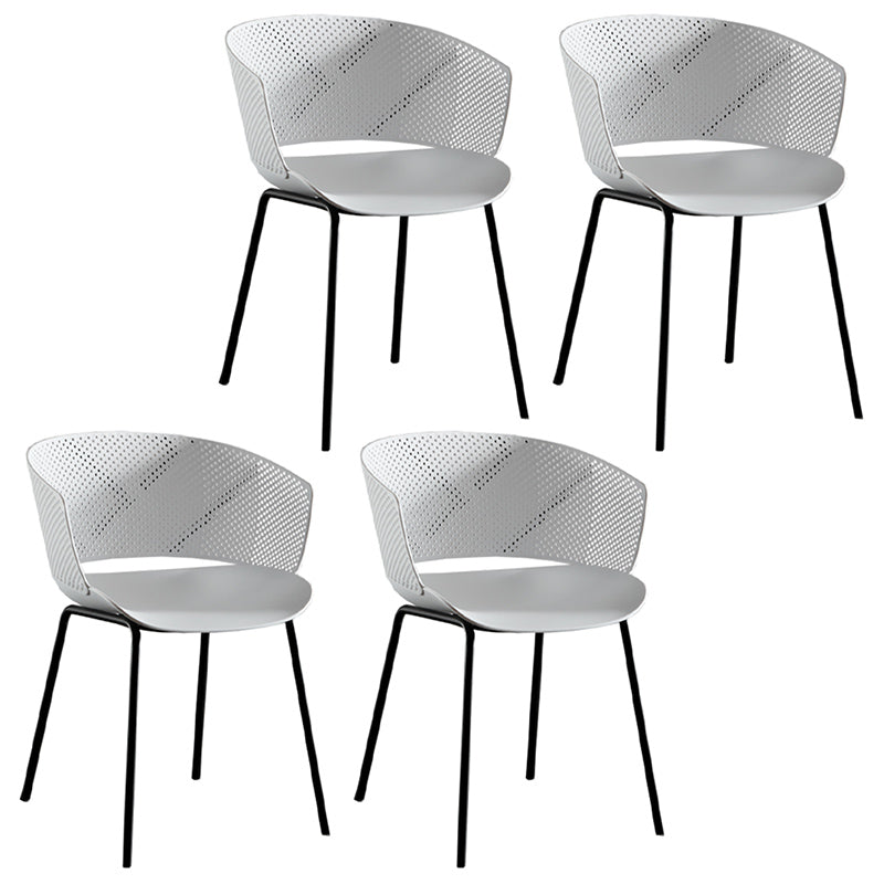 Contemporary Style Plastic Dining Armless Chair Open Back Dining Side Chair for Home White 4 Piece Set Clearhalo ' kitchen&dining_furn' 'Dining Chairs' 'Dining Tables & Seating' 'dining_chair' 'furn' 'furn_dining_chair' 'Furniture' 'furniture_dining_chair' 'Kitchen & Dining Furniture' 'kitchen' 3837953