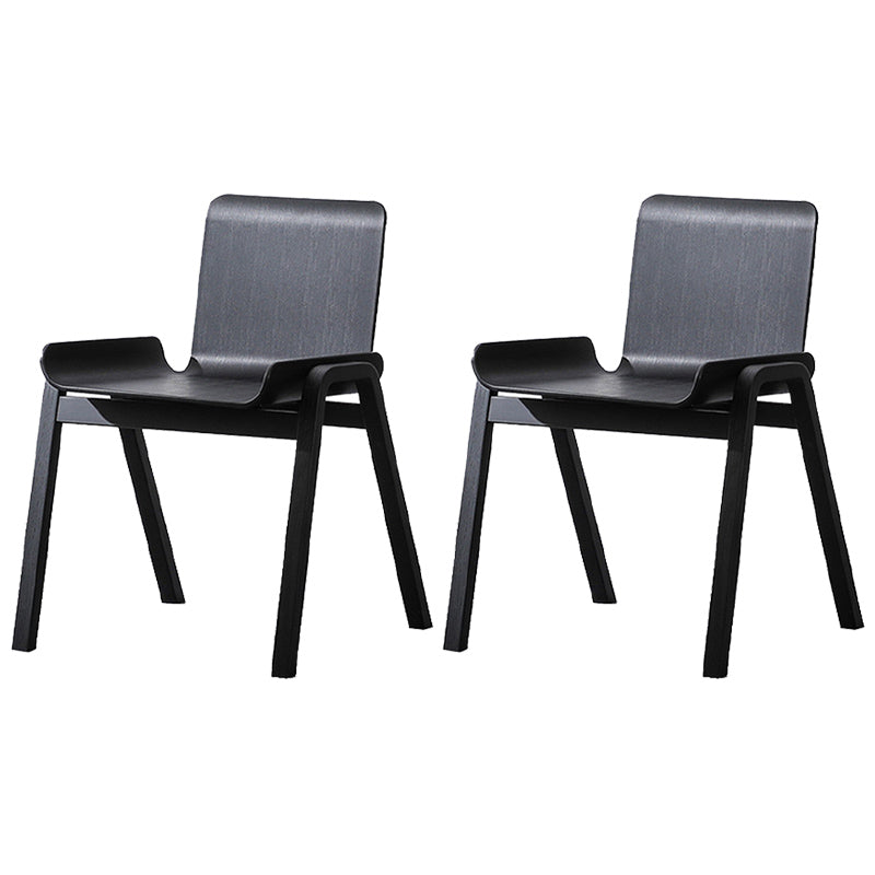 Scandinavian Stackable Dining Arm Chair Solid Back Armchair with Wood Legs Black 2 Piece Set Clearhalo ' kitchen&dining_furn' 'Dining Chairs' 'Dining Tables & Seating' 'dining_chair' 'furn' 'furn_dining_chair' 'Furniture' 'furniture_dining_chair' 'Kitchen & Dining Furniture' 'kitchen' 3837956