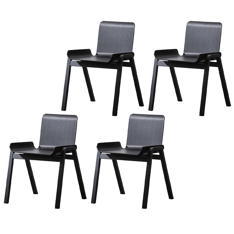 Scandinavian Stackable Dining Arm Chair Solid Back Armchair with Wood Legs Black 4 Piece Set Clearhalo ' kitchen&dining_furn' 'Dining Chairs' 'Dining Tables & Seating' 'dining_chair' 'furn' 'furn_dining_chair' 'Furniture' 'furniture_dining_chair' 'Kitchen & Dining Furniture' 'kitchen' 3837959