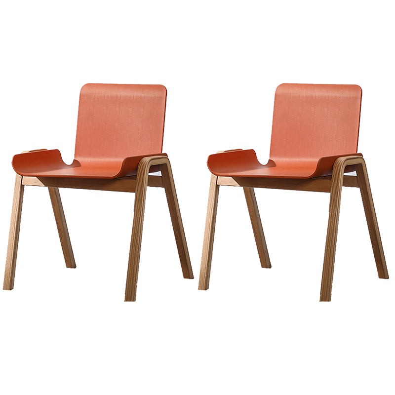 Scandinavian Stackable Dining Arm Chair Solid Back Armchair with Wood Legs Brown 2 Piece Set Clearhalo ' kitchen&dining_furn' 'Dining Chairs' 'Dining Tables & Seating' 'dining_chair' 'furn' 'furn_dining_chair' 'Furniture' 'furniture_dining_chair' 'Kitchen & Dining Furniture' 'kitchen' 3837963