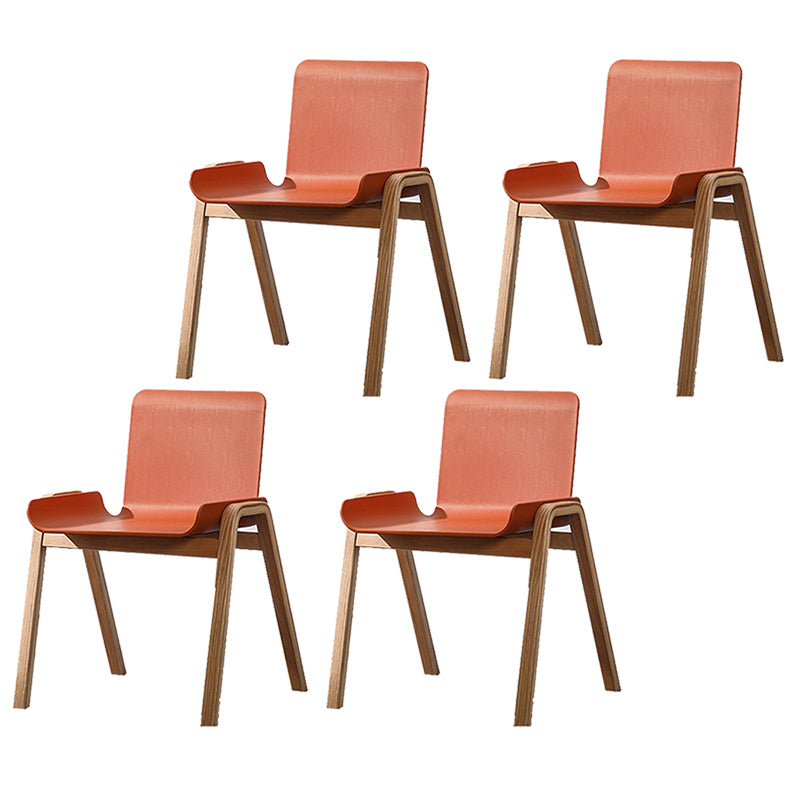 Scandinavian Stackable Dining Arm Chair Solid Back Armchair with Wood Legs Brown 4 Piece Set Clearhalo ' kitchen&dining_furn' 'Dining Chairs' 'Dining Tables & Seating' 'dining_chair' 'furn' 'furn_dining_chair' 'Furniture' 'furniture_dining_chair' 'Kitchen & Dining Furniture' 'kitchen' 3837964