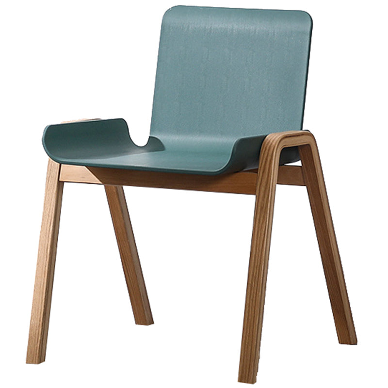 Scandinavian Stackable Dining Arm Chair Solid Back Armchair with Wood Legs Navy 1 Piece Clearhalo ' kitchen&dining_furn' 'Dining Chairs' 'Dining Tables & Seating' 'dining_chair' 'furn' 'furn_dining_chair' 'Furniture' 'furniture_dining_chair' 'Kitchen & Dining Furniture' 'kitchen' 3837967