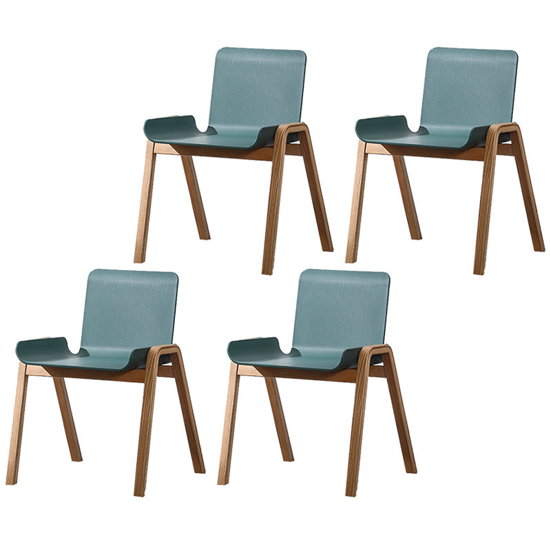 Scandinavian Stackable Dining Arm Chair Solid Back Armchair with Wood Legs Navy 4 Piece Set Clearhalo ' kitchen&dining_furn' 'Dining Chairs' 'Dining Tables & Seating' 'dining_chair' 'furn' 'furn_dining_chair' 'Furniture' 'furniture_dining_chair' 'Kitchen & Dining Furniture' 'kitchen' 3837970