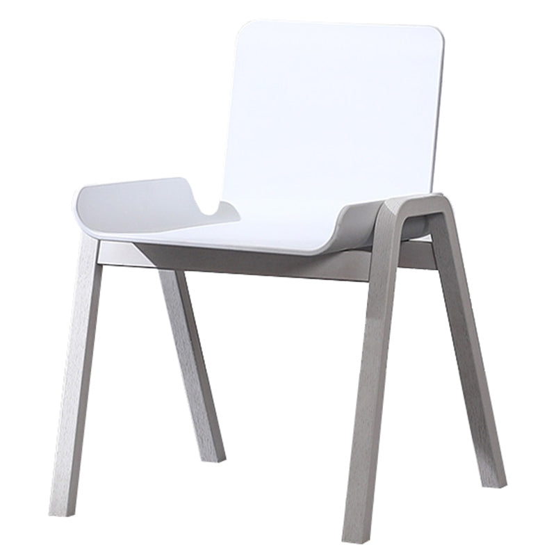 Scandinavian Stackable Dining Arm Chair Solid Back Armchair with Wood Legs White 1 Piece Clearhalo ' kitchen&dining_furn' 'Dining Chairs' 'Dining Tables & Seating' 'dining_chair' 'furn' 'furn_dining_chair' 'Furniture' 'furniture_dining_chair' 'Kitchen & Dining Furniture' 'kitchen' 3837973