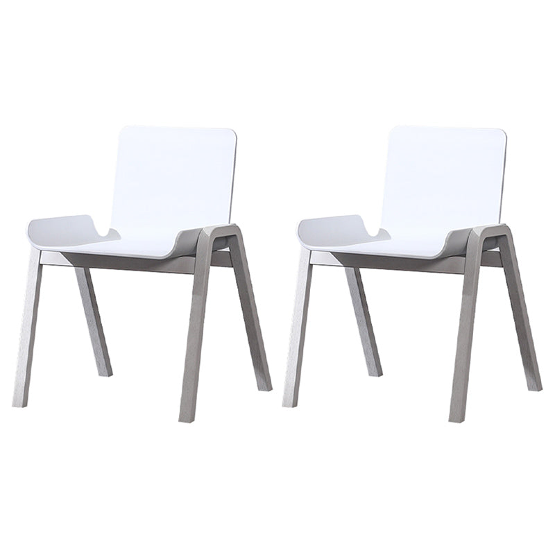 Scandinavian Stackable Dining Arm Chair Solid Back Armchair with Wood Legs White 2 Piece Set Clearhalo ' kitchen&dining_furn' 'Dining Chairs' 'Dining Tables & Seating' 'dining_chair' 'furn' 'furn_dining_chair' 'Furniture' 'furniture_dining_chair' 'Kitchen & Dining Furniture' 'kitchen' 3837975