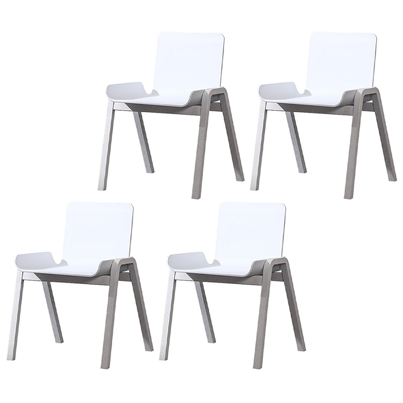 Scandinavian Stackable Dining Arm Chair Solid Back Armchair with Wood Legs White 4 Piece Set Clearhalo ' kitchen&dining_furn' 'Dining Chairs' 'Dining Tables & Seating' 'dining_chair' 'furn' 'furn_dining_chair' 'Furniture' 'furniture_dining_chair' 'Kitchen & Dining Furniture' 'kitchen' 3837976