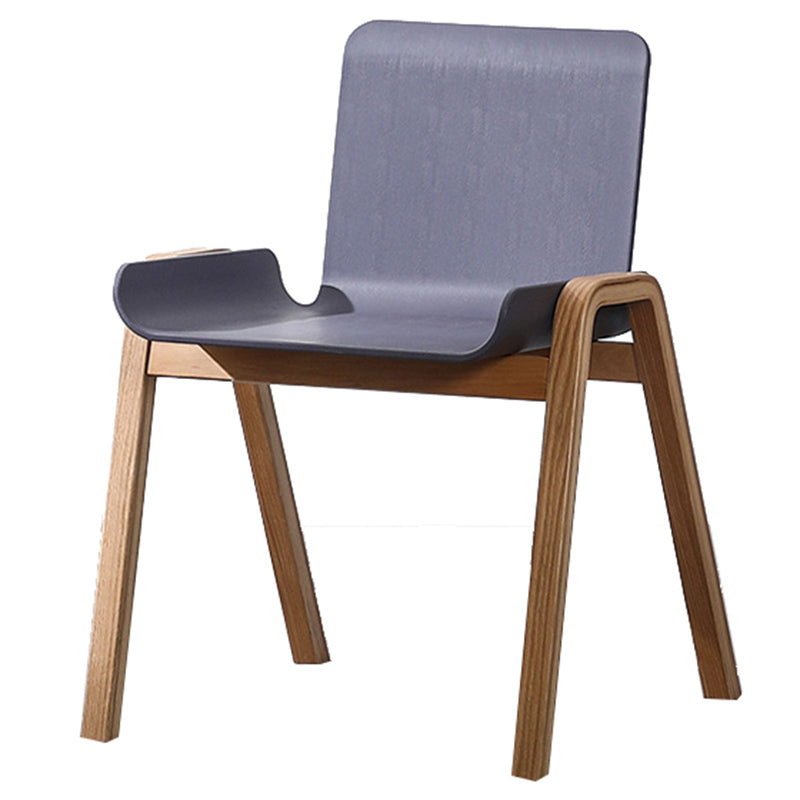 Scandinavian Stackable Dining Arm Chair Solid Back Armchair with Wood Legs Grey 1 Piece Clearhalo ' kitchen&dining_furn' 'Dining Chairs' 'Dining Tables & Seating' 'dining_chair' 'furn' 'furn_dining_chair' 'Furniture' 'furniture_dining_chair' 'Kitchen & Dining Furniture' 'kitchen' 3837977