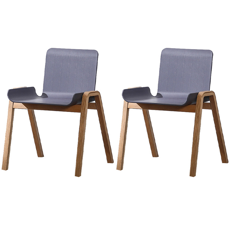 Scandinavian Stackable Dining Arm Chair Solid Back Armchair with Wood Legs Grey 2 Piece Set Clearhalo ' kitchen&dining_furn' 'Dining Chairs' 'Dining Tables & Seating' 'dining_chair' 'furn' 'furn_dining_chair' 'Furniture' 'furniture_dining_chair' 'Kitchen & Dining Furniture' 'kitchen' 3837978