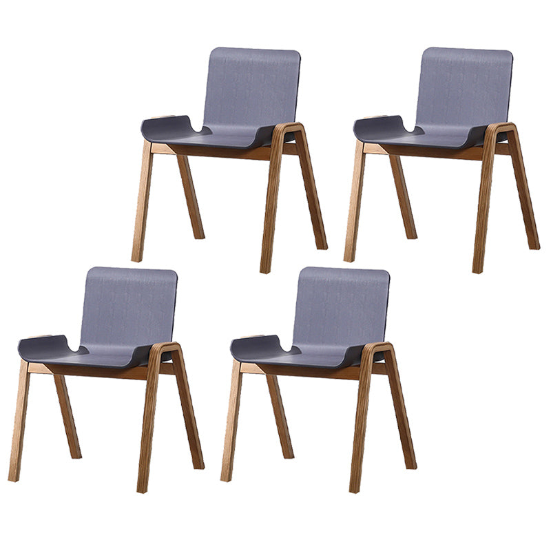 Scandinavian Stackable Dining Arm Chair Solid Back Armchair with Wood Legs Grey 4 Piece Set Clearhalo ' kitchen&dining_furn' 'Dining Chairs' 'Dining Tables & Seating' 'dining_chair' 'furn' 'furn_dining_chair' 'Furniture' 'furniture_dining_chair' 'Kitchen & Dining Furniture' 'kitchen' 3837979