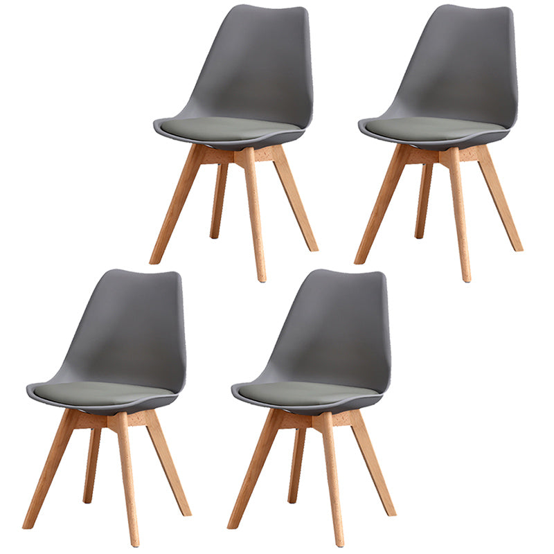 Upholstered Armless Dining Chairs Solid Back Side Chairs with Wood Legs Grey Set of 4 Clearhalo ' kitchen&dining_furn' 'Dining Chairs' 'Dining Tables & Seating' 'dining_chair' 'Furniture' 'furniture_dining_chair' 'Kitchen & Dining Furniture' 'kitchen' 3837985