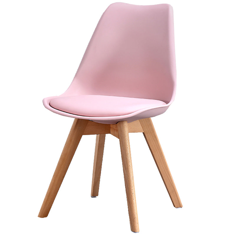 Upholstered Armless Dining Chairs Solid Back Side Chairs with Wood Legs Pink 1 Piece Clearhalo ' kitchen&dining_furn' 'Dining Chairs' 'Dining Tables & Seating' 'dining_chair' 'Furniture' 'furniture_dining_chair' 'Kitchen & Dining Furniture' 'kitchen' 3837987