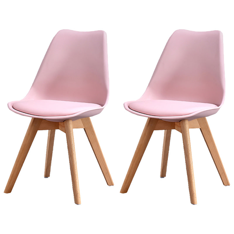 Upholstered Armless Dining Chairs Solid Back Side Chairs with Wood Legs Pink Set of 2 Clearhalo ' kitchen&dining_furn' 'Dining Chairs' 'Dining Tables & Seating' 'dining_chair' 'Furniture' 'furniture_dining_chair' 'Kitchen & Dining Furniture' 'kitchen' 3837988