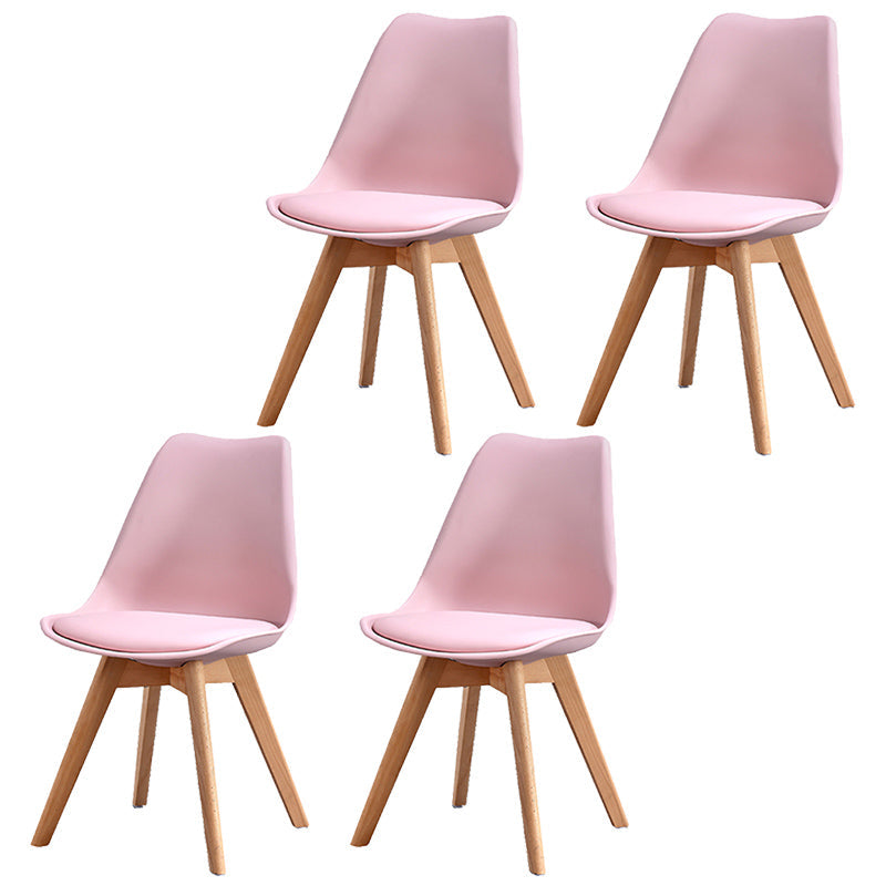 Upholstered Armless Dining Chairs Solid Back Side Chairs with Wood Legs Pink Set of 4 Clearhalo ' kitchen&dining_furn' 'Dining Chairs' 'Dining Tables & Seating' 'dining_chair' 'Furniture' 'furniture_dining_chair' 'Kitchen & Dining Furniture' 'kitchen' 3837991