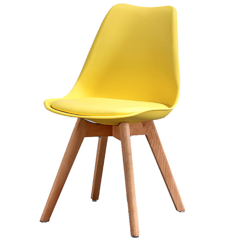 Upholstered Armless Dining Chairs Solid Back Side Chairs with Wood Legs Yellow 1 Piece Clearhalo ' kitchen&dining_furn' 'Dining Chairs' 'Dining Tables & Seating' 'dining_chair' 'Furniture' 'furniture_dining_chair' 'Kitchen & Dining Furniture' 'kitchen' 3837993