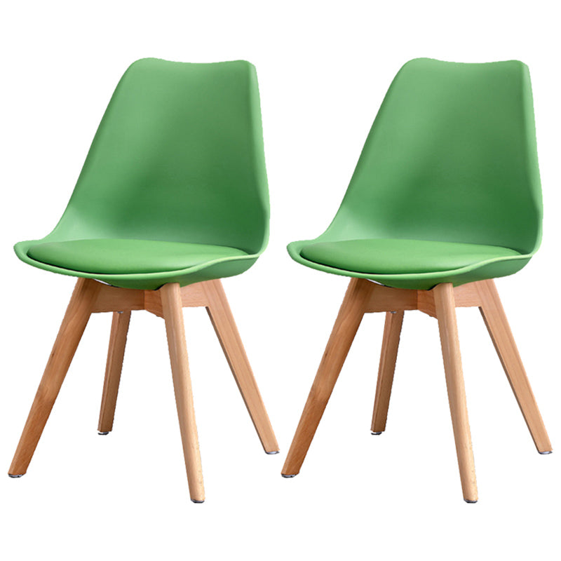 Upholstered Armless Dining Chairs Solid Back Side Chairs with Wood Legs Green Set of 2 Clearhalo ' kitchen&dining_furn' 'Dining Chairs' 'Dining Tables & Seating' 'dining_chair' 'Furniture' 'furniture_dining_chair' 'Kitchen & Dining Furniture' 'kitchen' 3838000