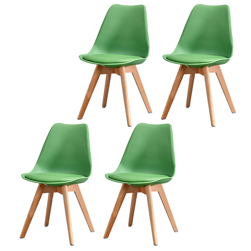 Upholstered Armless Dining Chairs Solid Back Side Chairs with Wood Legs Green Set of 4 Clearhalo ' kitchen&dining_furn' 'Dining Chairs' 'Dining Tables & Seating' 'dining_chair' 'Furniture' 'furniture_dining_chair' 'Kitchen & Dining Furniture' 'kitchen' 3838002
