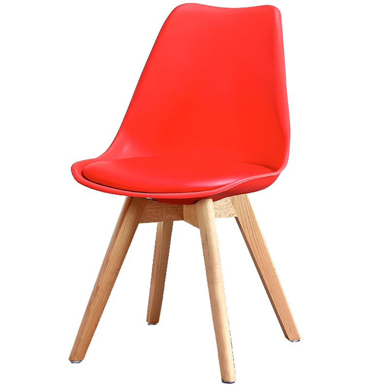 Upholstered Armless Dining Chairs Solid Back Side Chairs with Wood Legs Red 1 Piece Clearhalo ' kitchen&dining_furn' 'Dining Chairs' 'Dining Tables & Seating' 'dining_chair' 'Furniture' 'furniture_dining_chair' 'Kitchen & Dining Furniture' 'kitchen' 3838004