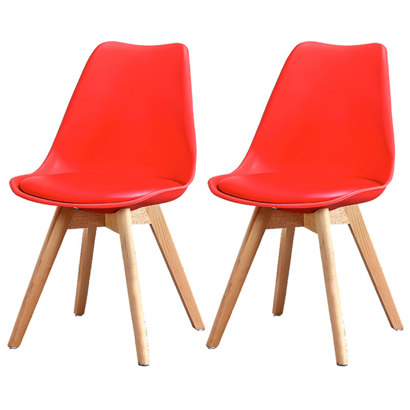Upholstered Armless Dining Chairs Solid Back Side Chairs with Wood Legs Red Set of 2 Clearhalo ' kitchen&dining_furn' 'Dining Chairs' 'Dining Tables & Seating' 'dining_chair' 'Furniture' 'furniture_dining_chair' 'Kitchen & Dining Furniture' 'kitchen' 3838007