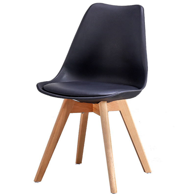 Upholstered Armless Dining Chairs Solid Back Side Chairs with Wood Legs Black 1 Piece Clearhalo ' kitchen&dining_furn' 'Dining Chairs' 'Dining Tables & Seating' 'dining_chair' 'Furniture' 'furniture_dining_chair' 'Kitchen & Dining Furniture' 'kitchen' 3838010